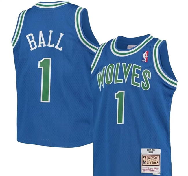 Men's Minnesota Timberwolves #1 LaMelo Ball 2026 Blue Throwback Swingman Stitched Jersey
